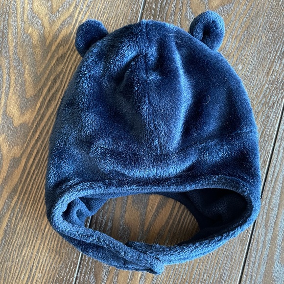 Navy Blue KOMBI Infant Fleece Velcro Winter Hat With Ears - Picture 2 of 6